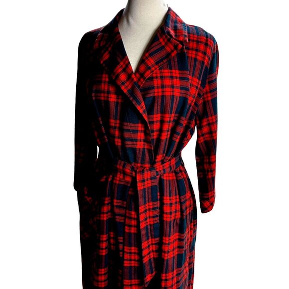 Vtg. Bard's Women’s M L Wool blend bath robe red plaid - Picture 4 of 13